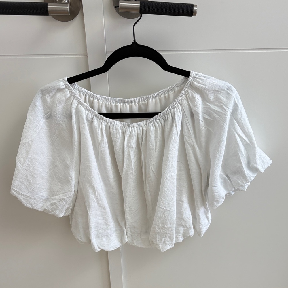 White Women's Off-Shoulder Top - Picture 1 of 2